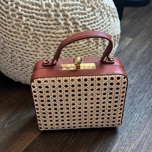 Mini Luna Leather & Rattan Box Bag